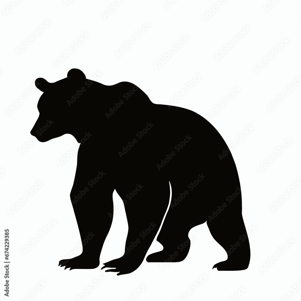 Vector Silhouette of Bear, Strong Bear Illustration for Forest and Wildlife Projects Vector Silhouette of Bear, Strong Bear Illustration for Forest and Wildlife Projects