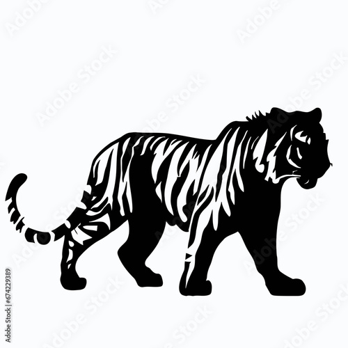 Vector Silhouette of Tiger  Powerful Tiger Graphic for Wildlife and Jungle Concepts