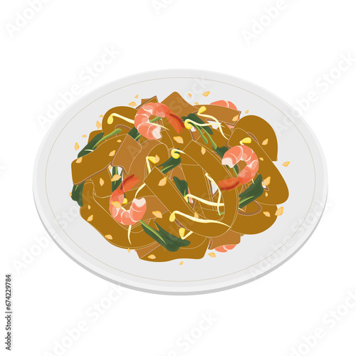 Logo Illustration vector Char kway teow kwetiaw Kwetiau