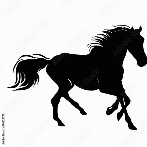 Vector Silhouette of Horse, Galloping Horse Illustration for Equestrian and Nature Themes