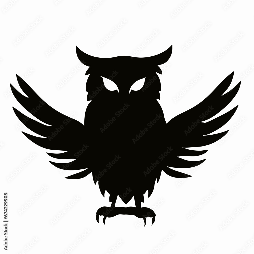 Obraz premium Vector Silhouette of Owl, Wise Owl Graphic for Nocturnal and Bird Concepts