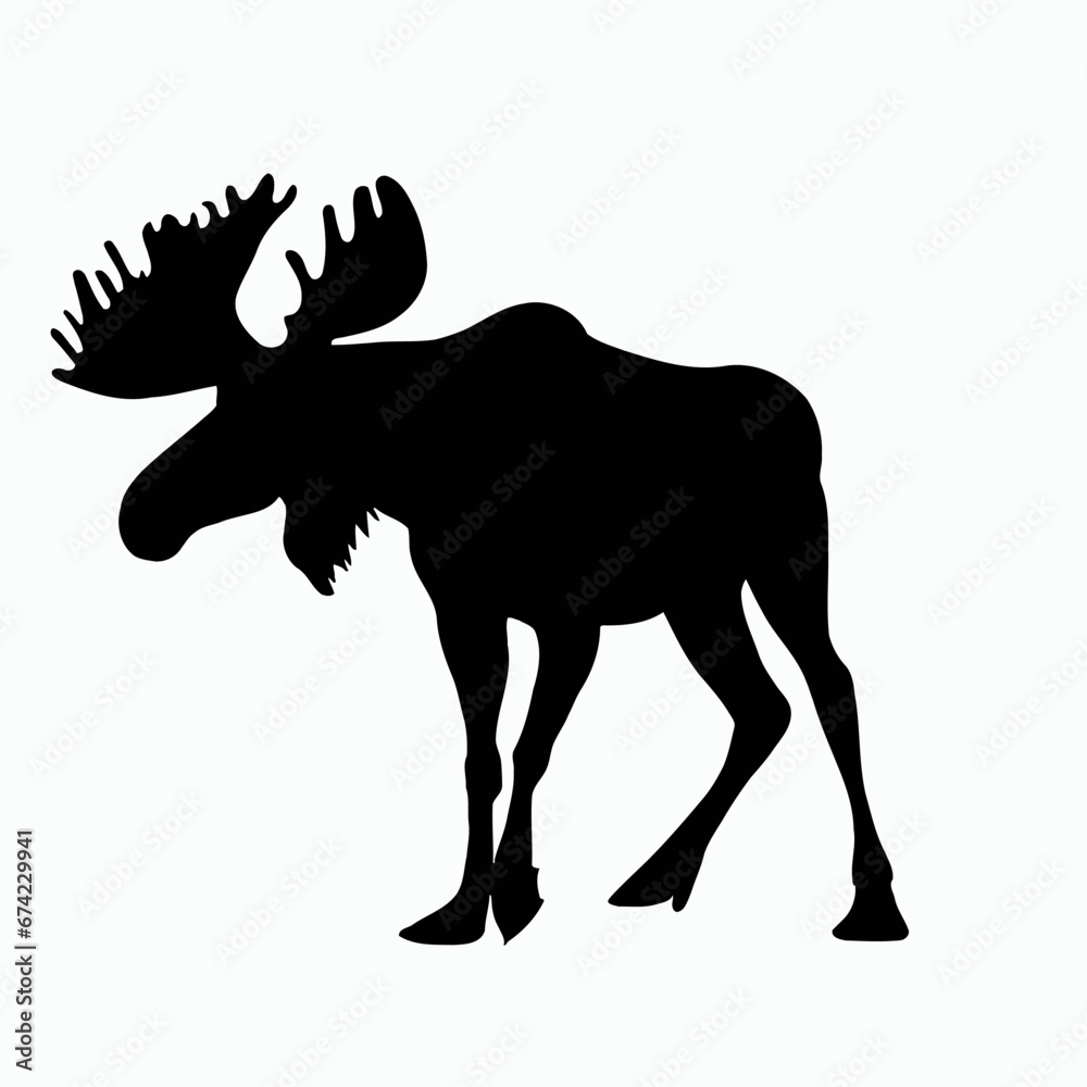 Vector Silhouette of Moose, Majestic Moose Graphic for Wildlife and Forest Designs Vector Silhouette of Moose, Majestic Moose Graphic for Wildlife and Forest Designs