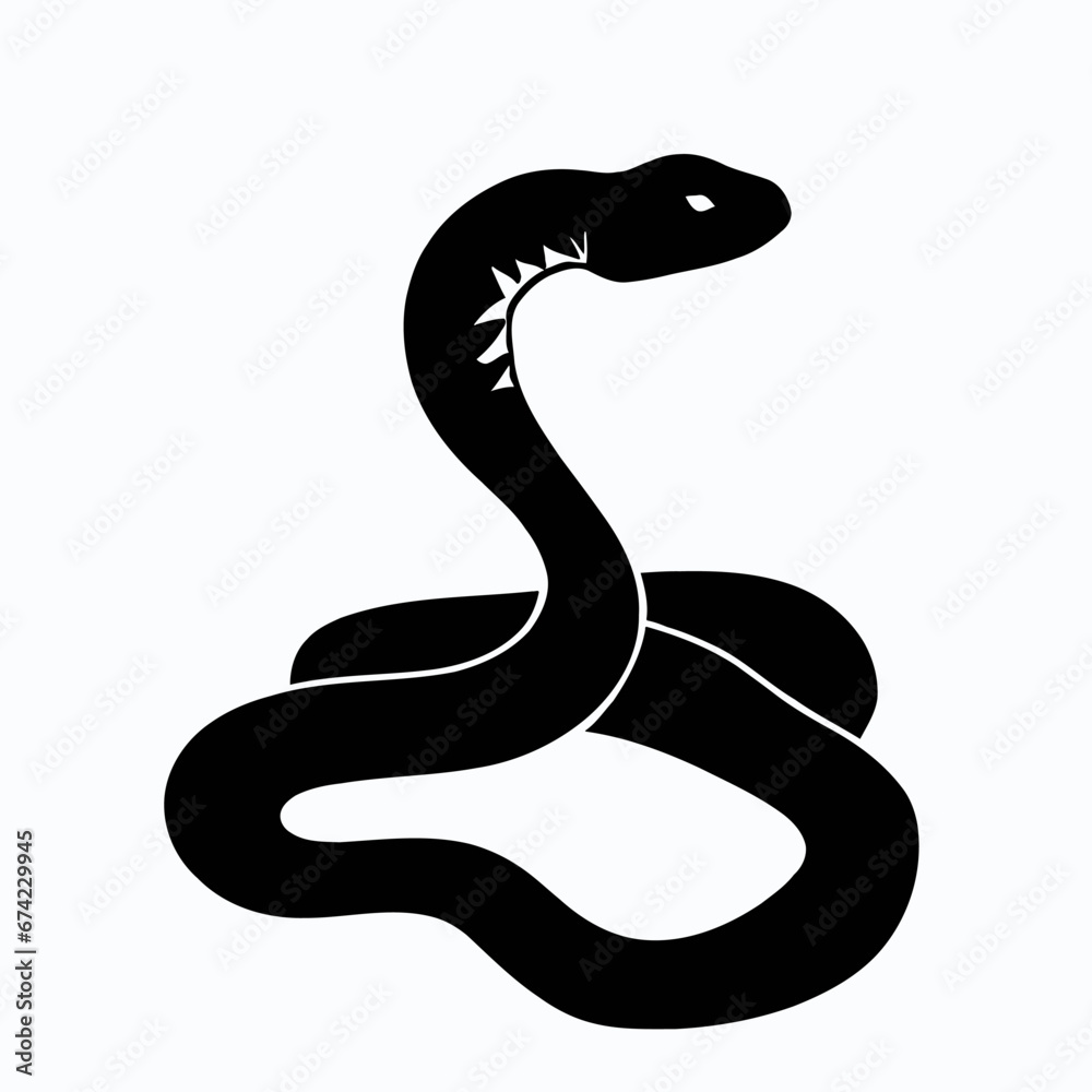 Fototapeta premium Vector Silhouette of Snake, Slithering Snake Illustration for Reptile and Wildlife Concepts