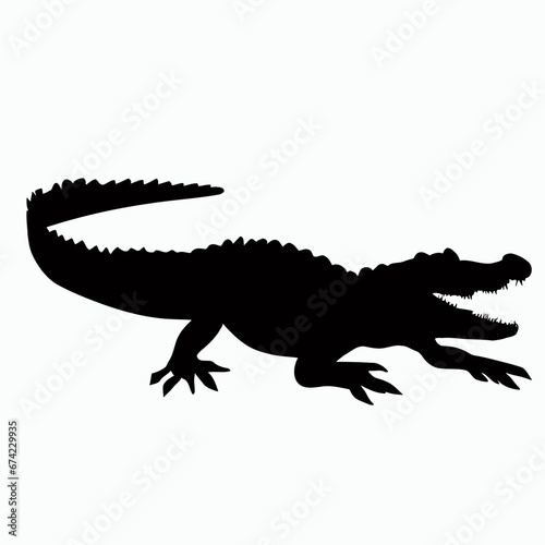 Vector Silhouette of Crocodile alligator  Stealthy Crocodile Illustration for Nature and Wildlife Designs