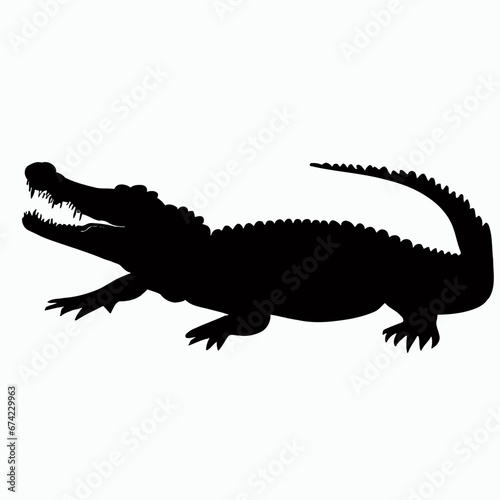 Vector Silhouette of Crocodile alligator  Stealthy Crocodile Illustration for Nature and Wildlife Designs