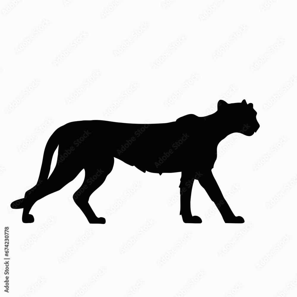 Vector Silhouette of Cheetah, Fast Cheetah Graphic for Wildlife and Nature Themes