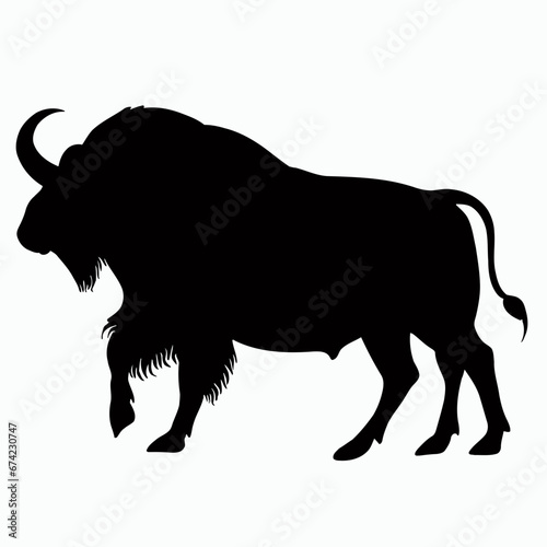 Vector Silhouette of Buffalo, Strong Buffalo Illustration for Wildlife and Nature Themes