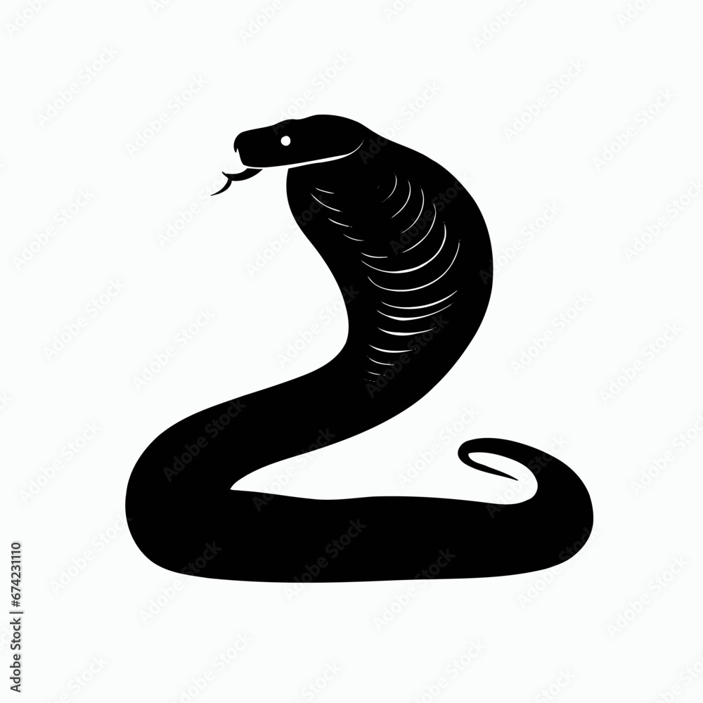 Vector Silhouette of Snake, Slithering Snake Illustration for Reptile