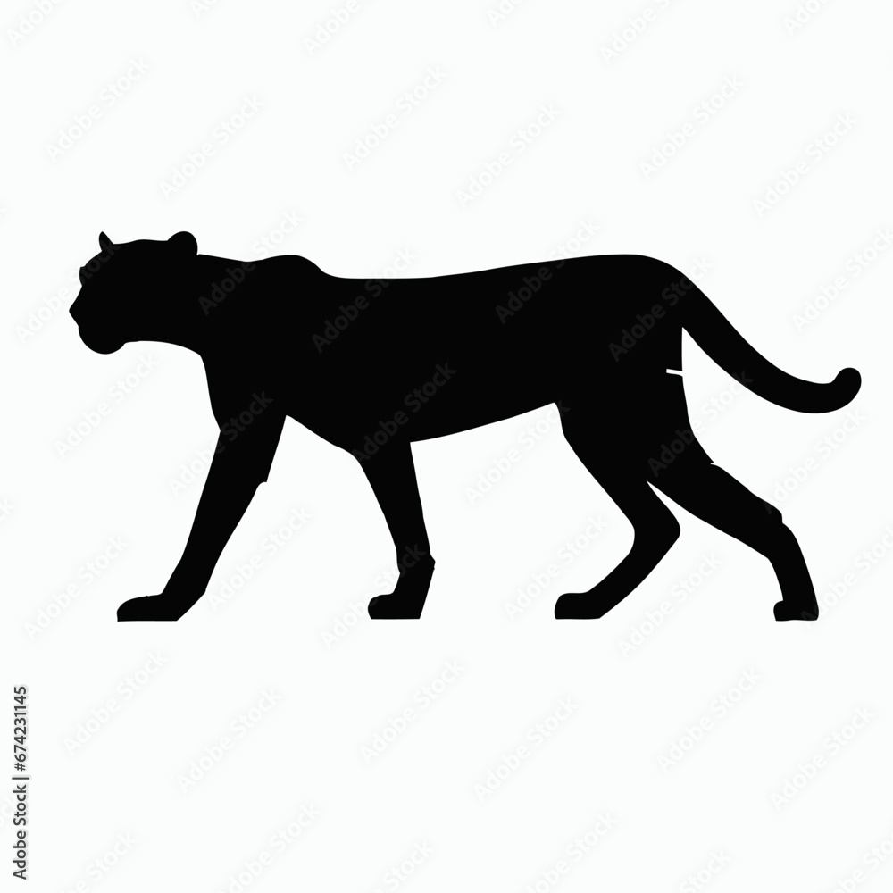 Vector Silhouette of Cheetah, Fast Cheetah Graphic for Wildlife and Nature Themes