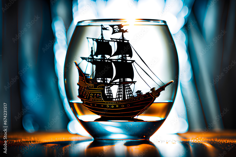 pirate ship in a glass of water
Generative AI 