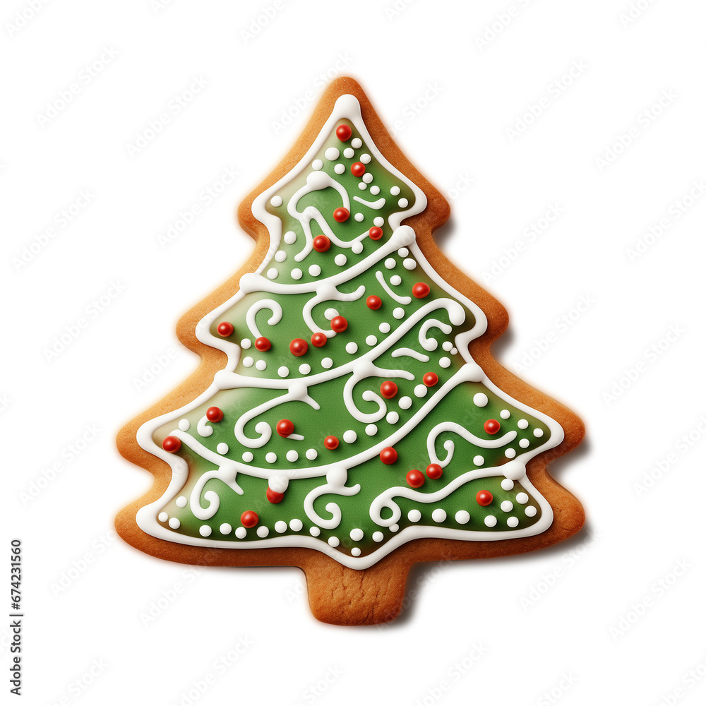 Gingerbread christmas tree isolated on transparent or white background, png