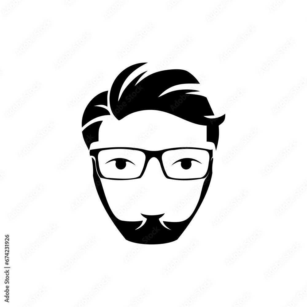 man face logo design with glasses, geek logo design. man face logo design with glasses, geek logo design.