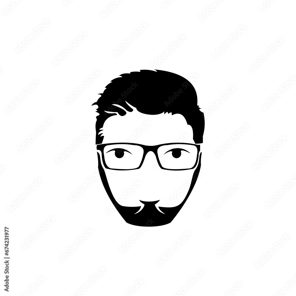man face logo design with glasses, geek logo design.