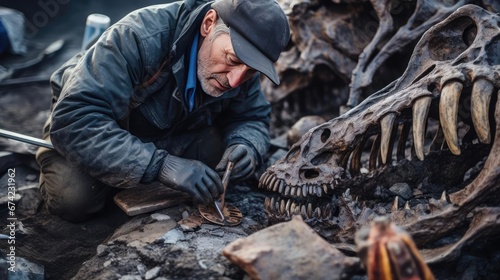 Archaeologist excavates dinosaur remains