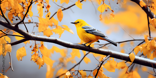 bird on a branch,Eurasian Golden Oriole Birds,Oriel Bird Stock Photos ,Gorgeous Yellow and Black Bird,Eurasian Golden Oriole on a Branch, Generative Ai