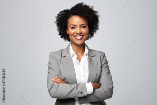 Black business woman executive wearing hijab portrait