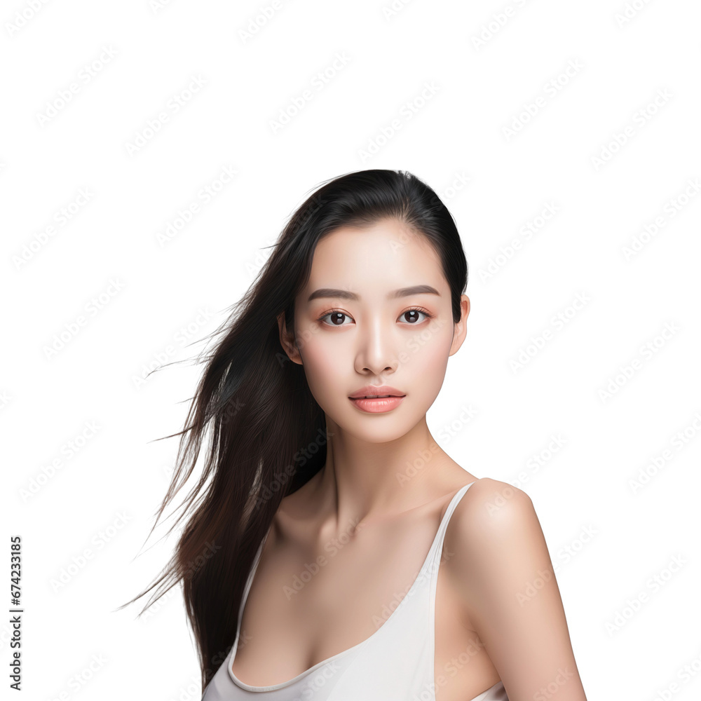 Beautiful japanese model looking at the camera isolated on transparent background Beautiful japanese model looking at the camera isolated on transparent background