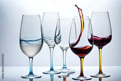 two glasses of wine with white background 