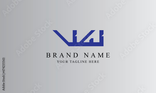 VU VW blue creative brand minimal logo designs with gray white background template
