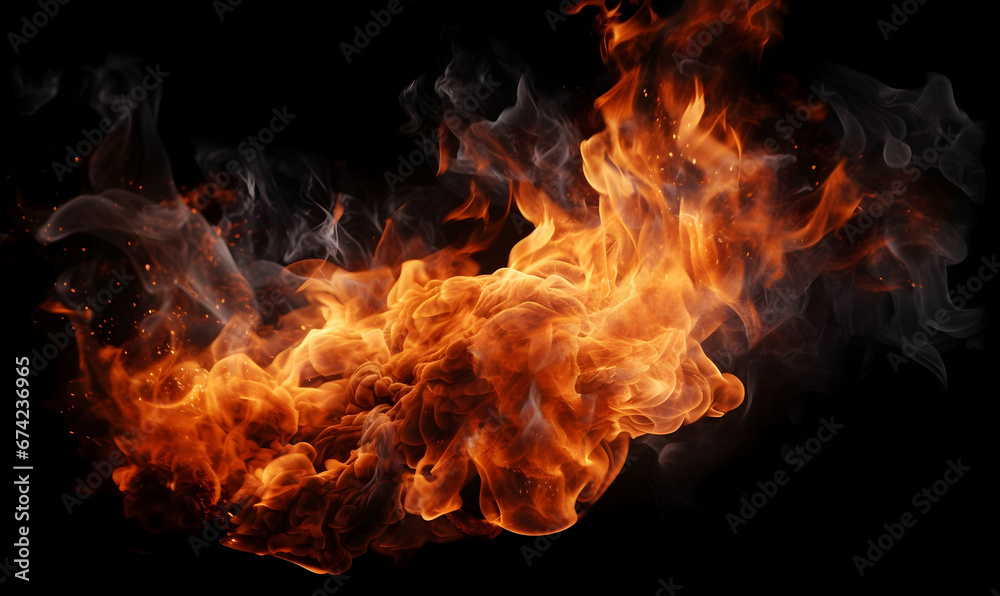 Ai generated texture of fire on a black background, fire flame, burning fire on a dark area, fire background, fire frame, fire flames background Ai generated texture of fire on a black background, fire flame, burning fire on a dark area, fire background, fire frame, fire flames background