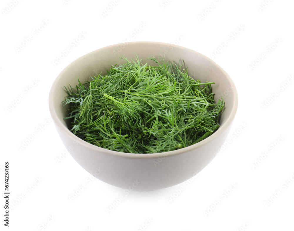 Bowl of fresh dill isolated on white Bowl of fresh dill isolated on white