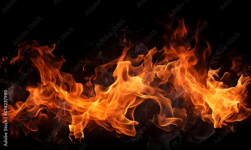 Ai generated texture of fire on a black background, fire flame, burning fire on a dark area, fire background, fire frame, fire flames background Ai generated texture of fire on a black background, fire flame, burning fire on a dark area, fire background, fire frame, fire flames background