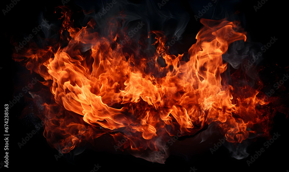Ai generated texture of fire on a black background, fire flame, burning fire on a dark area, fire background, fire frame, fire flames background Ai generated texture of fire on a black background, fire flame, burning fire on a dark area, fire background, fire frame, fire flames background