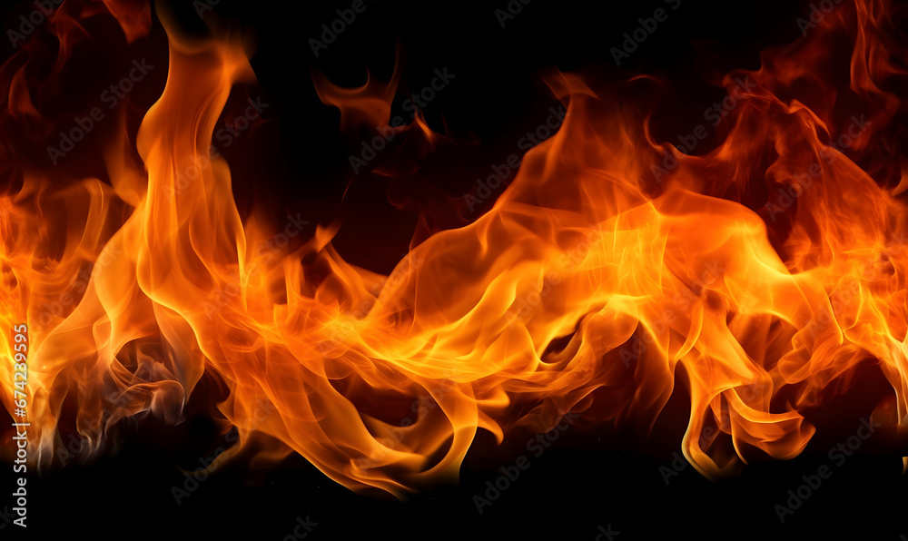 Ai generated texture of fire on a black background, fire flame, burning fire on a dark area, fire background, fire frame, fire flames background Ai generated texture of fire on a black background, fire flame, burning fire on a dark area, fire background, fire frame, fire flames background