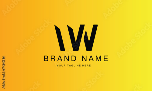 V W WV VW WW brand minimal professional creative black logo design for all kinds of business with yellow red gradient background template
