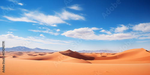 Scenic Beauty of Arid Desert under a Blue Sky, A cloud in the sky with a blue sky Generative Ai 