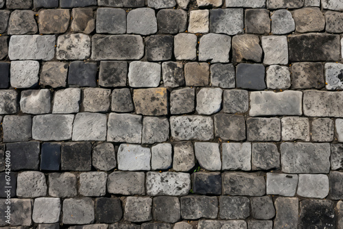 Road surface texture, closeup of stone bricks material