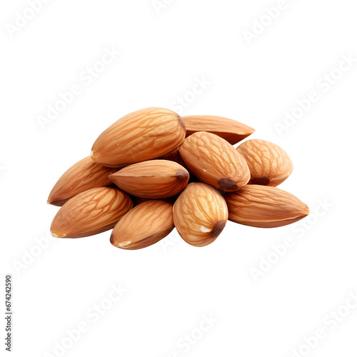 Almonds dryfruit heap isolated on transparent and white background photo