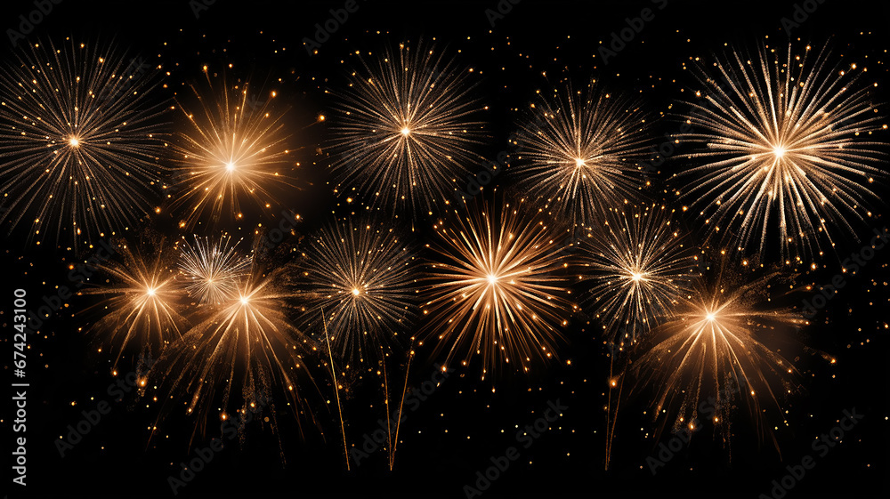 golden fireworks explosions on a black background frame festive fireworks in the dark golden fireworks explosions on a black background frame festive fireworks in the dark