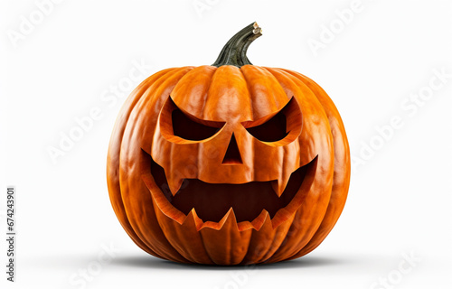 Halloween evil pumpkin Jack O'Lantern isolated on a white background