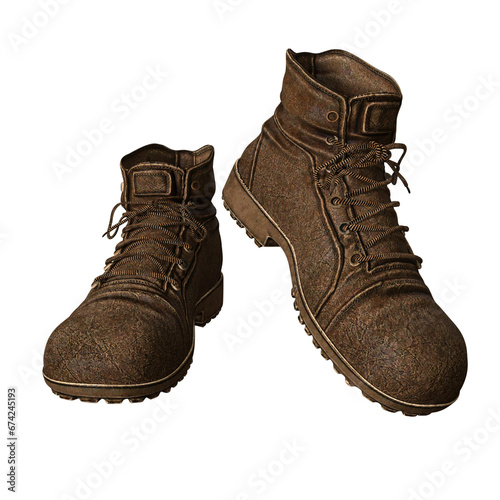 shoes Boots isolated on white 3d render isolated illustration