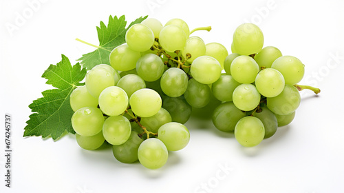 Lot of Shine Muscat grapes and cut Shine Muscat on white background