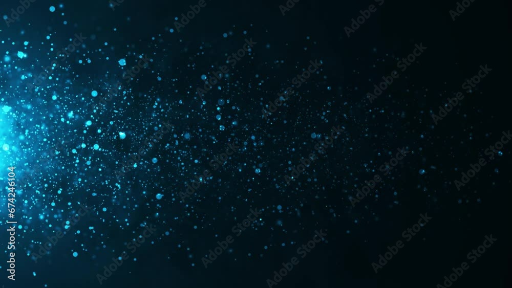 Fondo de partículas circulares con movimiento de izquierda a derecha color azul