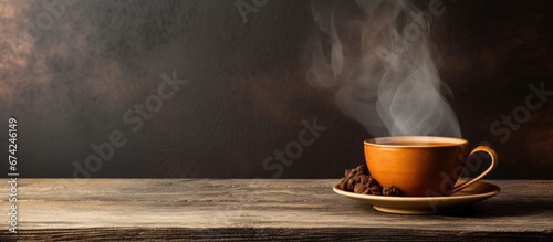 A cup full of tea placed on a vintage backdrop photo