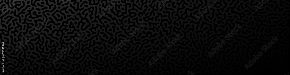 Abstract black monochrome reaction diffusion psychedelic pattern background. Organic line art biological wallpaper. Turing generative algorithm design. - obrazy, fototapety, plakaty 