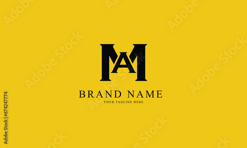 MA AM black minimal professional creative minimalist brand logo design with yellow background
