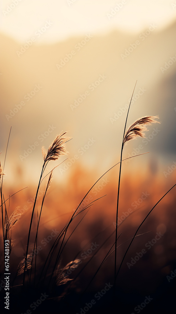 vertical background autumn dry grass in the morning fog, valley in the sun landscape vertical background autumn dry grass in the morning fog, valley in the sun landscape