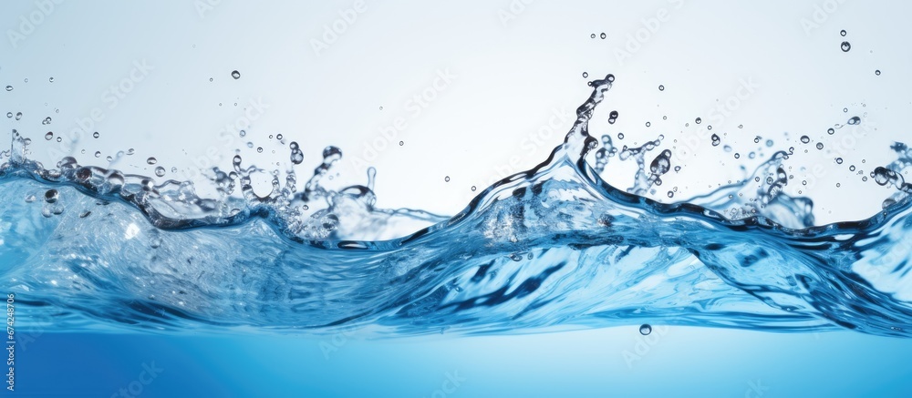 Splashing blue water against a scenic view Splashing blue water against a scenic view