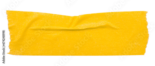 yellow crumpled torn tape isolated on transparent background photo