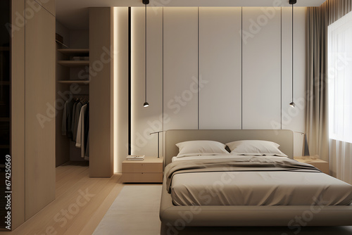 Interior design of modern bedroom.