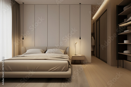 Interior design of modern bedroom.