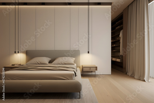 Interior design of modern bedroom.