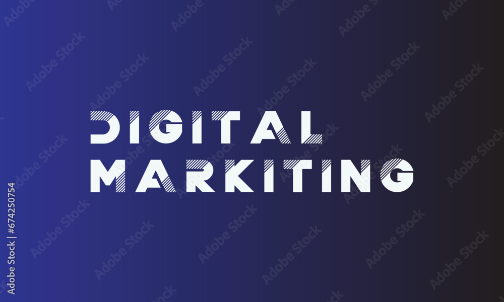 DIGITAL MARKITING WORD minimal professional creative brand white logo design with blue gradient background
