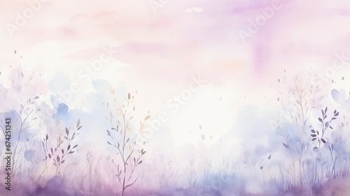 watercolor lavender background with a copy space, delicate soft pastel shade illustration greeting blank