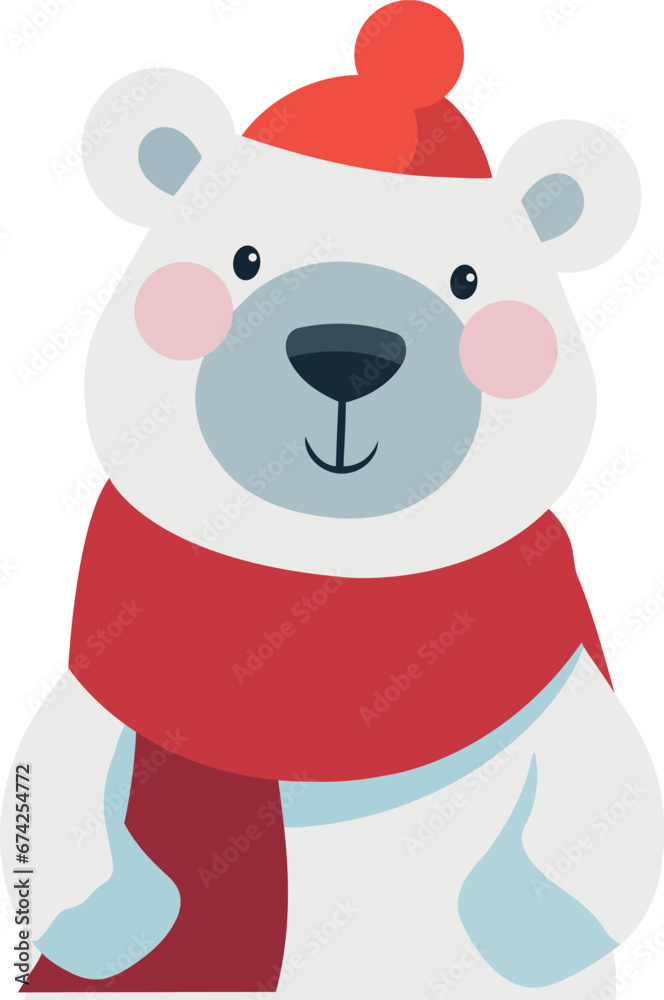 Fototapeta premium christmas bear wearing scarf
