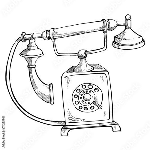 Rotary telephone handdrawn illustration